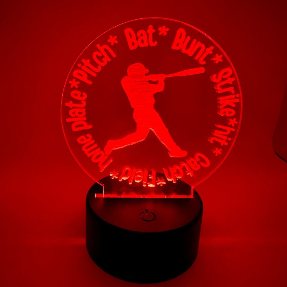 Baseball LED night light with base and remote, custom, LED light